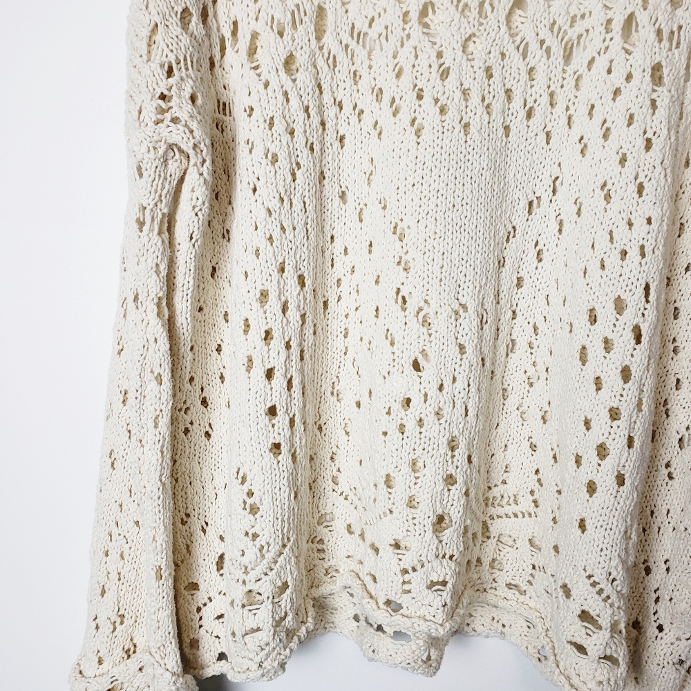 Free People Traveling Lace Ivory Sweater - Picture 7 of 11